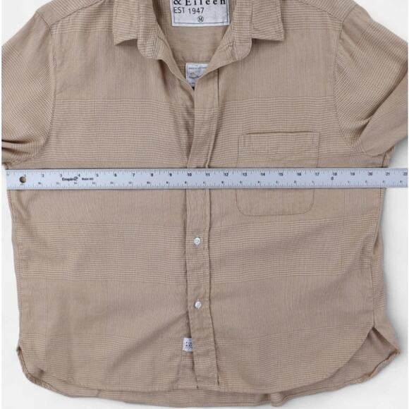 Frank & Eileen Shirt Top Flannel Silvio Cream Camel Brown Button Down Plaid Sz M - Picture 9 of 14